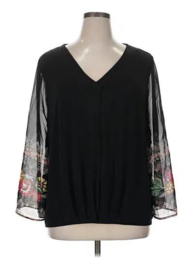 Pre-owned Jm Collection Long Sleeve Blouse In Black