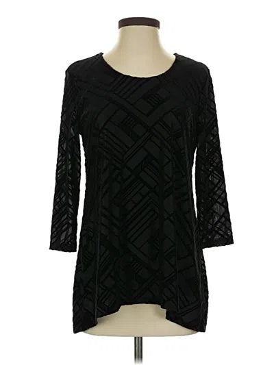Pre-owned Jm Collection Long Sleeve Blouse In Black