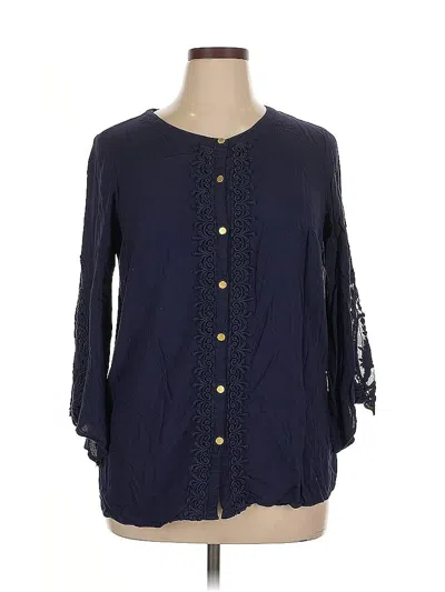 Pre-owned Jm Collection Long Sleeve Blouse In Blue