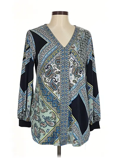 Pre-owned Jm Collection Long Sleeve Blouse In Blue