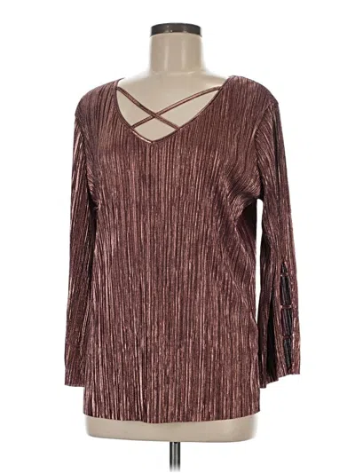 Pre-owned Jm Collection Long Sleeve Blouse In Brown