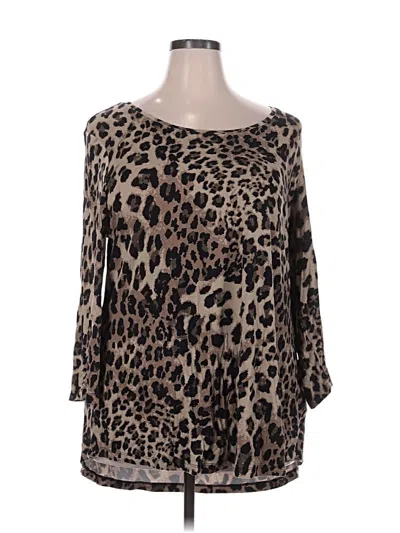 Pre-owned Jm Collection Long Sleeve Blouse In Brown