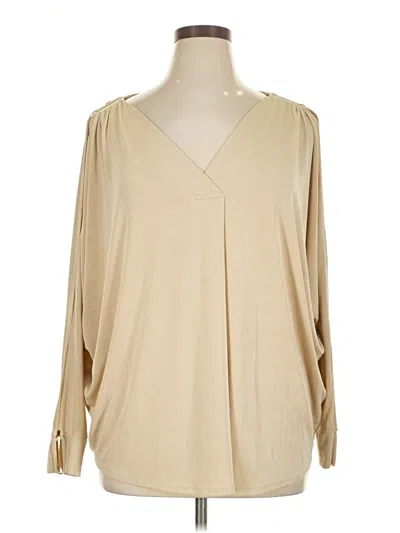 Pre-owned Jm Collection Long Sleeve Blouse In Brown