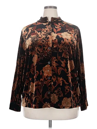 Pre-owned Jm Collection Long Sleeve Blouse In Brown