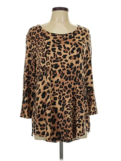 Pre-owned Jm Collection Long Sleeve Blouse In Brown