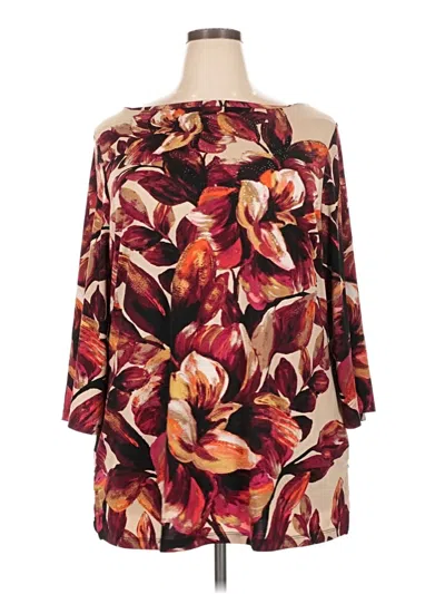 Pre-owned Jm Collection Long Sleeve Blouse In Burgundy