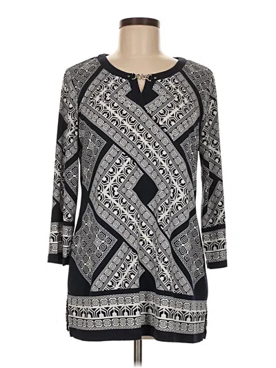 Pre-owned Jm Collection Long Sleeve Blouse In Gray