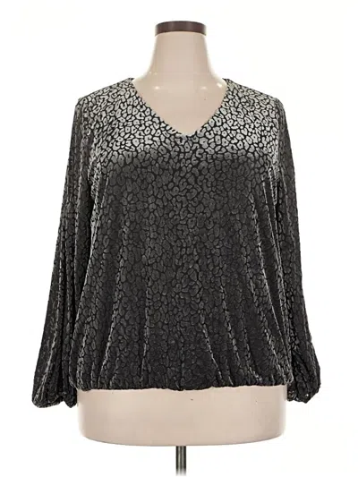 Jm Collection Long Sleeve Blouse In Gray