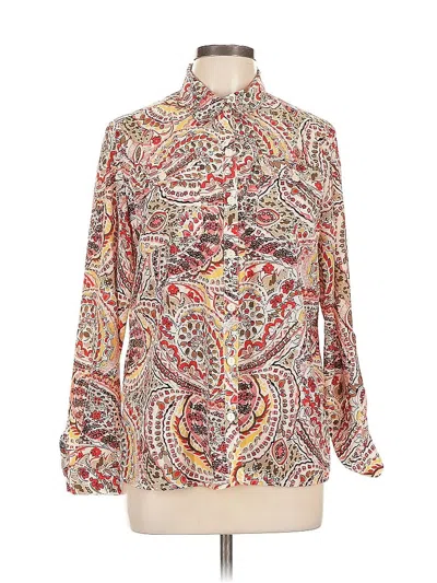 Pre-owned Jm Collection Long Sleeve Blouse In Red