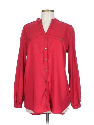 Pre-owned Jm Collection Long Sleeve Blouse In Red