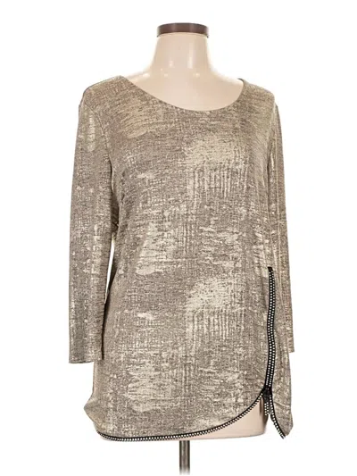 Pre-owned Jm Collection Long Sleeve Blouse In Silver
