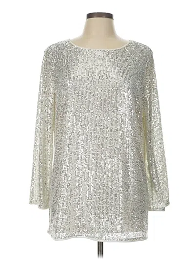 Pre-owned Jm Collection Long Sleeve Blouse In Silver