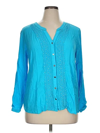 Pre-owned Jm Collection Long Sleeve Blouse In Teal