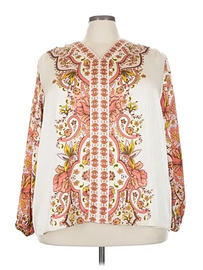 Pre-owned Jm Collection Long Sleeve Blouse In White