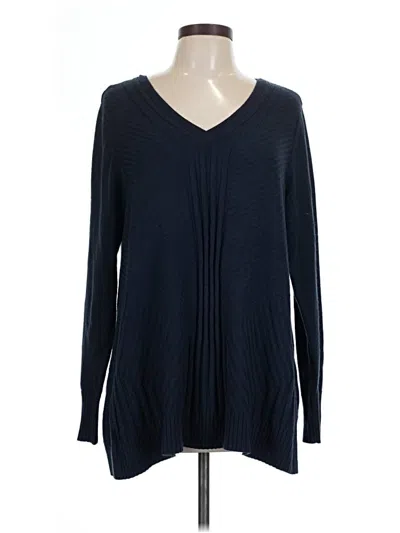 Pre-owned Jm Collection Long Sleeve Top Blue V-neck Tops