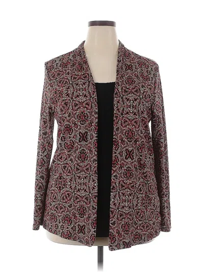 Pre-owned Jm Collection Long Sleeve Top Brown Paisley Pattern Tops