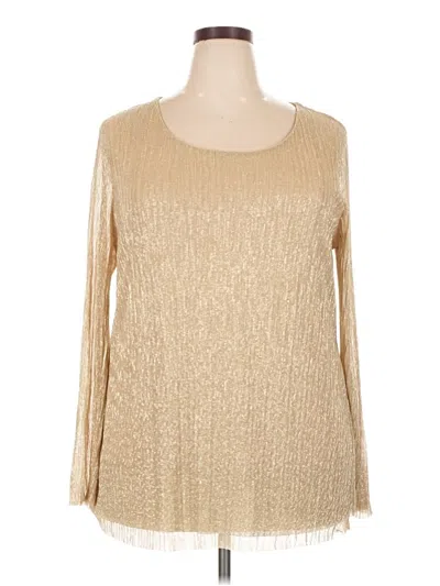 Pre-owned Jm Collection Long Sleeve Top Gold Scoop Neck Tops