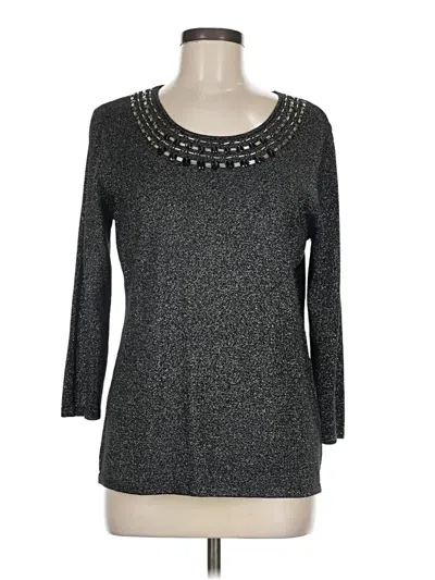 Pre-owned Jm Collection Long Sleeve Top Gray Keyhole Neckline Tops