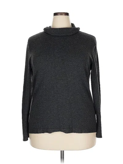 Pre-owned Jm Collection Long Sleeve Top Gray Turtleneck Tops