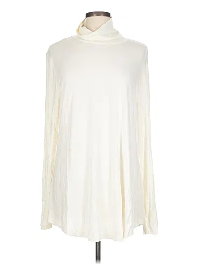 Pre-owned Jm Collection Long Sleeve Top Ivory Turtleneck Tops In White