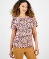 Jm Collection Petite Abigail Abstract-print Top, Exclusively At Macy's