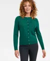 Jm Collection Petite Button-front Applique Cardigan, Created For Macy's In Green