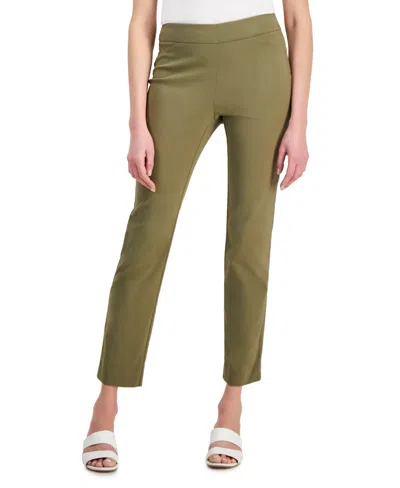 Jm Collection Petite Cambridge Stretch Slim-leg Pants, Created For Macy's In Army Green