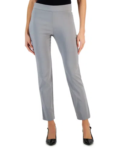 Jm Collection Petite Cambridge Stretch Slim-leg Pants, Created For Macy's In Lunar Grey
