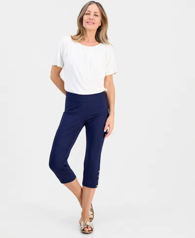 Jm Collection Petite Capri Pants, Macy's Exclusive In Blue