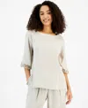 Shop Jm Collection Petite Cotton Dolman-sleeve Sweater In Stone Wall
