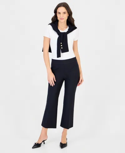 Jm Collection Petite Cropped Kick Flare Pull-on Pants, Macy's Exclusive In Deep Black
