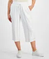 Jm Collection Women's Gauze Cropped Pull-on Pants, Created For Macy's In Bright White