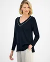 Jm Collection Petite Embellished Tunic Sweater, Macy's Exclusive In Black
