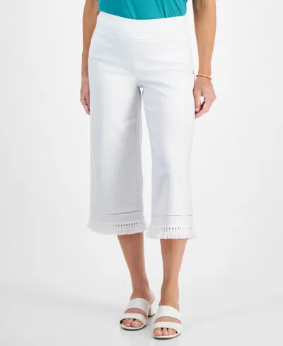 Jm Collection Women's Fringe-trim Capri Pants, Created For Macy's In Bright White