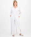 Jm Collection Petite Gauze Split-hem Wide-leg Pants, Exclusively At Macy's In White