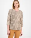 Jm Collection Petite Geometric Print 3/4-sleeve Blouse, Exclusively At Macy's