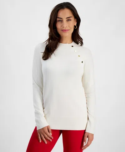 Jm Collection Petite Hardware-detail Sweater, Created For Macy's In Neo Natural