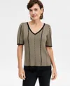 Jm Collection Petite Herringbone Stitch Tank Sweater, Macy's Exclusive In Brown