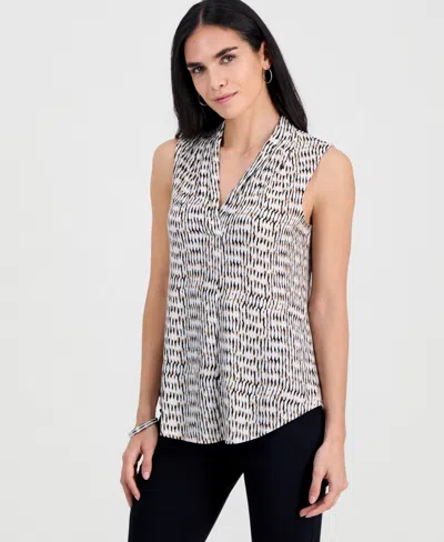 Jm Collection Petite Ity Sleeveless V-neck Top, Macy's Exclusive In Gray