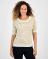 Jm Collection Petite Jacquard Sweater, Macy's Exclusive In Neutral