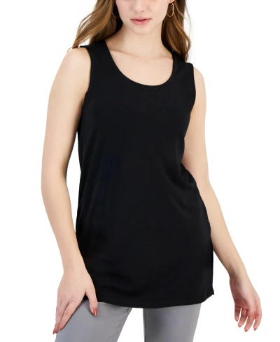 Jm Collection Petite Knit Tank Top, Created For Macy's In Deep Black