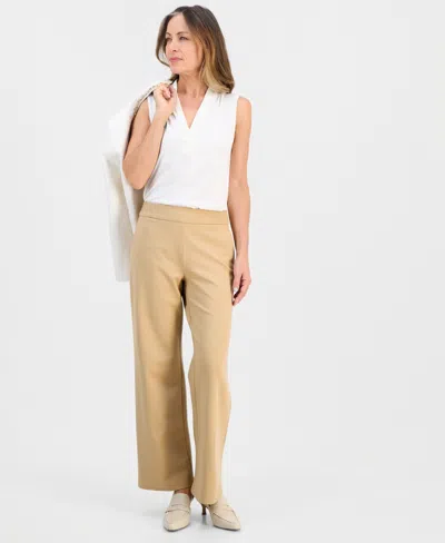 Jm Collection Petite Mid-rise Pull-on Wide-leg Pants, Macy's Exclusive In Brown