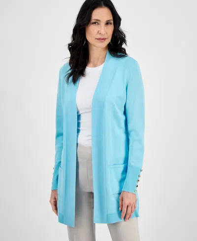 Jm Collection Petite Open-front Button-cuff Cardigan, Created For Macy's