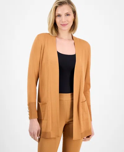 Jm Collection Petite Open-front Button-cuff Cardigan, Created For Macy's