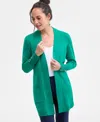 Jm Collection Petite Open-front Button-cuff Cardigan, Created For Macy's In Green