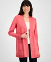 Jm Collection Petite Open-front Button-cuff Cardigan, Created For Macy's In Pink Royal
