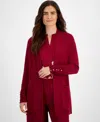 Jm Collection Petite Open-front Button-cuff Cardigan, Created For Macy's In Ruby Slippers