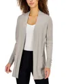 Jm Collection Plus Size Open-front Long-sleeve Cardigan, Created For Macy's In Stonewall