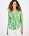 Jm Collection Petite Printed 3/4-sleeve Top, Exclusively At Macy's