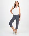 Jm Collection Petite Printed Pull-on Capri Pants, Macy's Exclusive In Blue